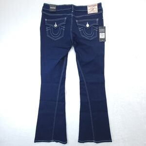 True Religion Joey Womens Low Rise Flare Flap Pocket Jeans Dark Wash Size 30 NWT